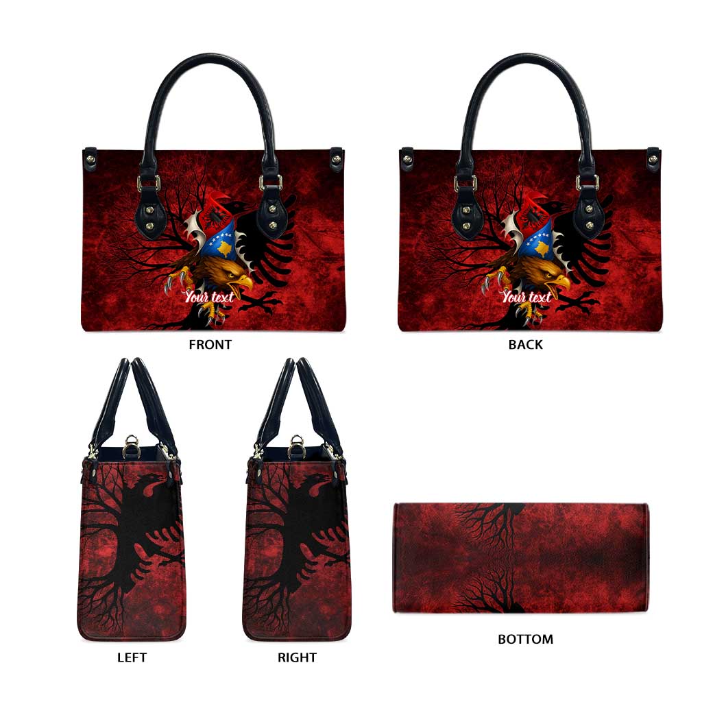 Personalized Kosova Albanian Roots Leather Bag Kosova Albanian Eagle Flag - Wonder Print Shop