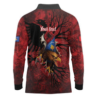 Personalized Kosova Albanian Roots Long Sleeve Polo Shirt Kosova Albanian Eagle Flag - Wonder Print Shop