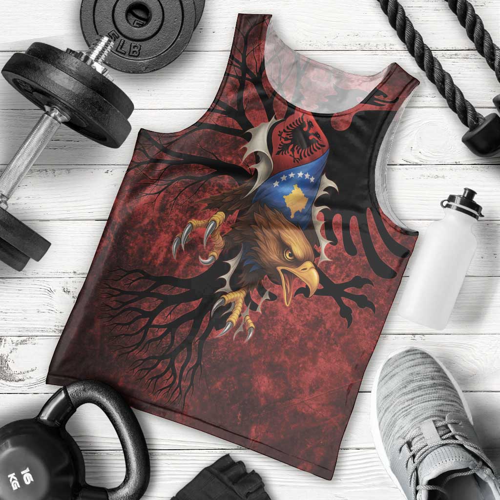Personalized Kosova Albanian Roots Men Tank Top Kosova Albanian Eagle Flag - Wonder Print Shop