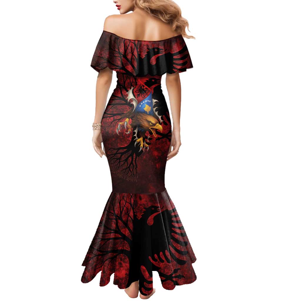 Personalized Kosova Albanian Roots Mermaid Dress Kosova Albanian Eagle Flag - Wonder Print Shop