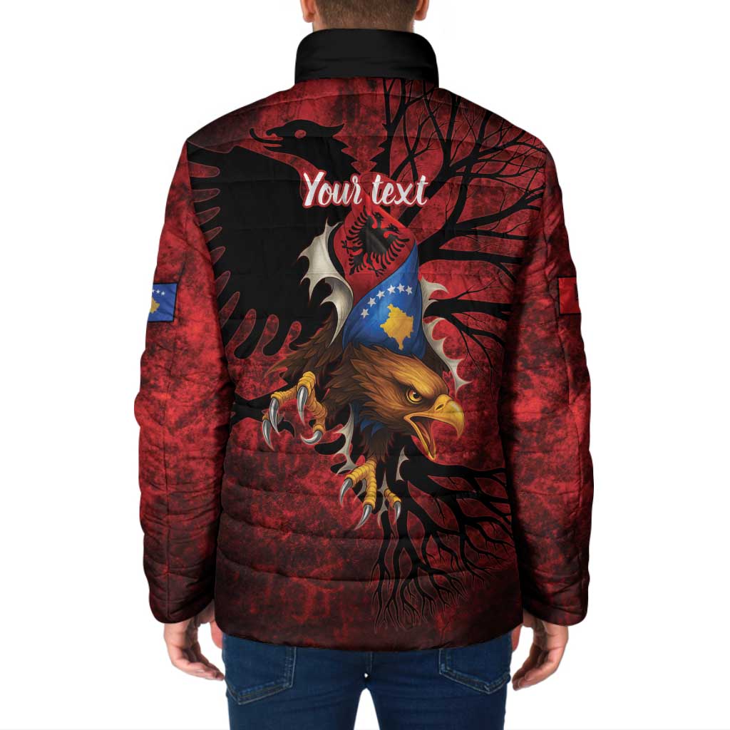 Personalized Kosova Albanian Roots Padded Jacket Kosova Albanian Eagle Flag - Wonder Print Shop