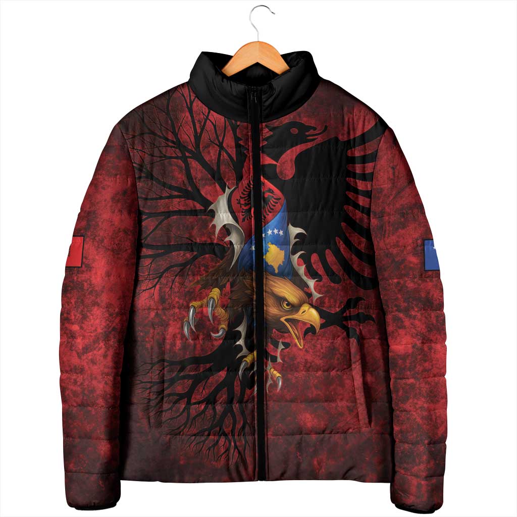 Personalized Kosova Albanian Roots Padded Jacket Kosova Albanian Eagle Flag - Wonder Print Shop