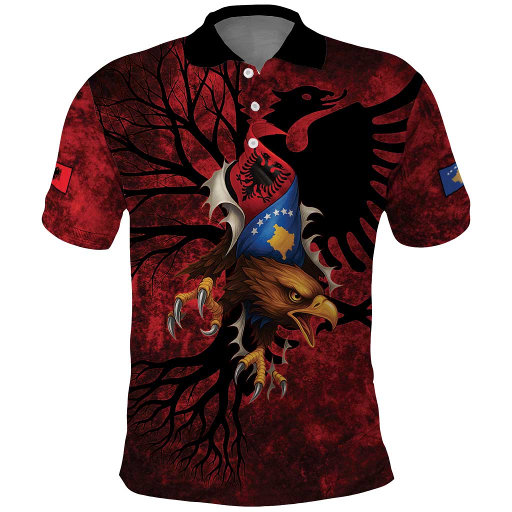 Personalized Kosova Albanian Roots Polo Shirt Kosova Albanian Eagle Flag - Wonder Print Shop