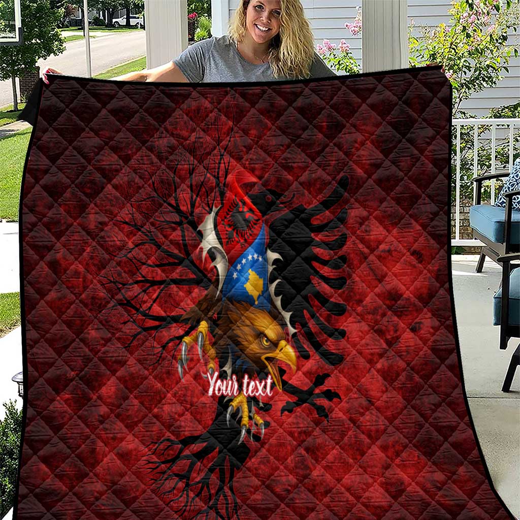 Personalized Kosova Albanian Roots Quilt Kosova Albanian Eagle Flag - Wonder Print Shop