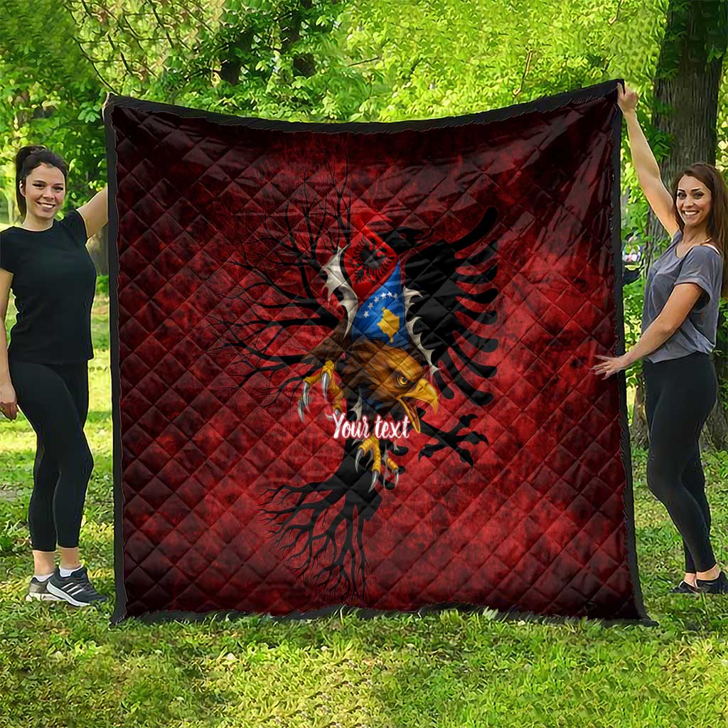 Personalized Kosova Albanian Roots Quilt Kosova Albanian Eagle Flag - Wonder Print Shop