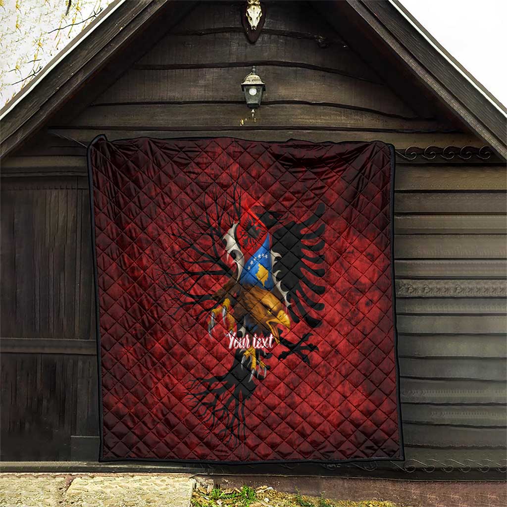 Personalized Kosova Albanian Roots Quilt Kosova Albanian Eagle Flag - Wonder Print Shop