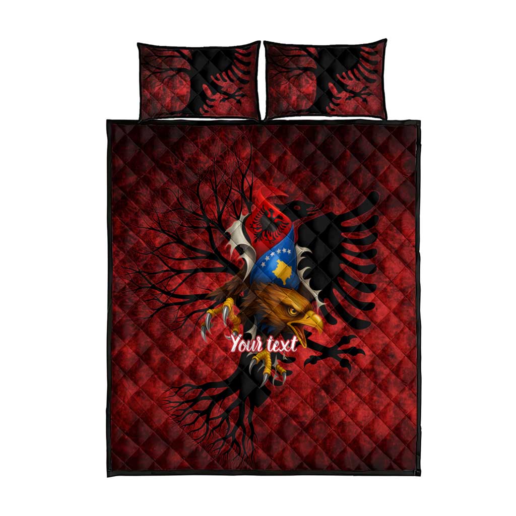 Personalized Kosova Albanian Roots Quilt Bed Set Kosova Albanian Eagle Flag - Wonder Print Shop