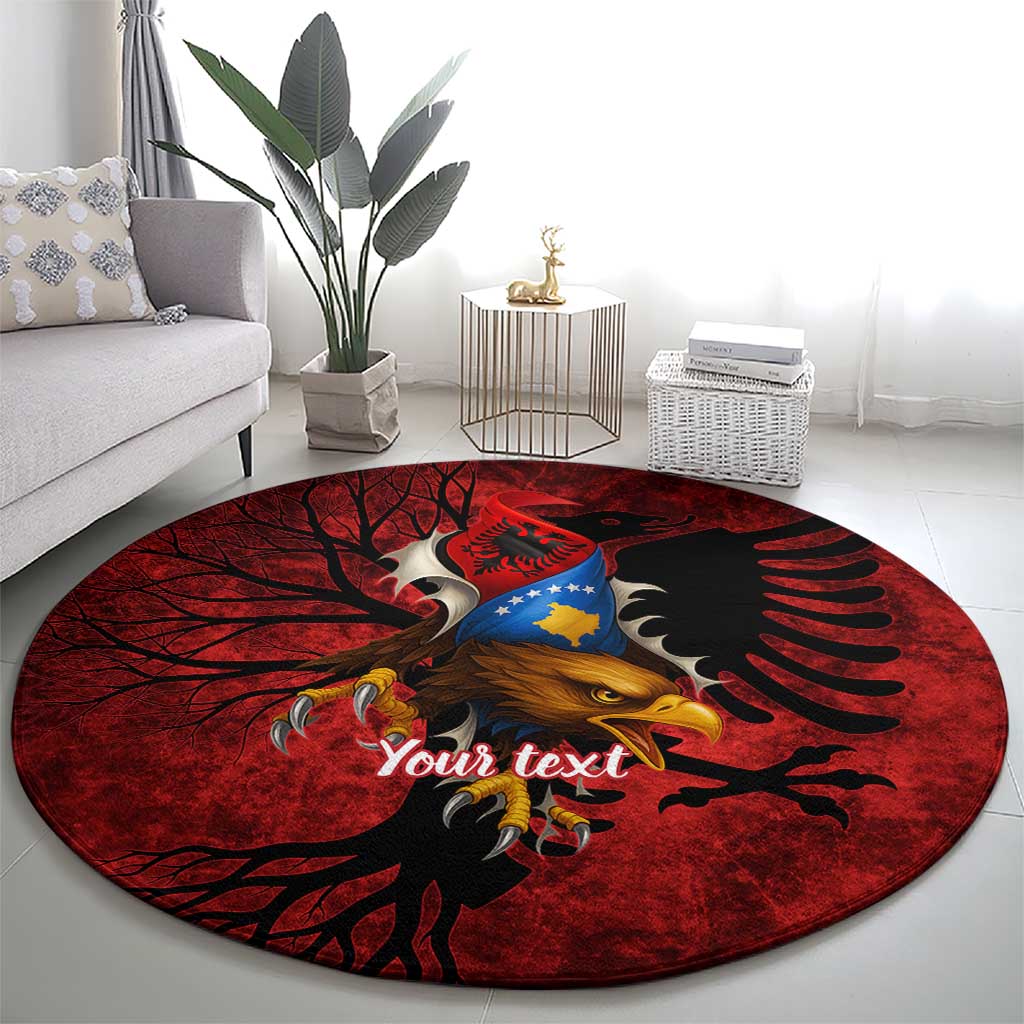 Personalized Kosova Albanian Roots Round Carpet Kosova Albanian Eagle Flag - Wonder Print Shop