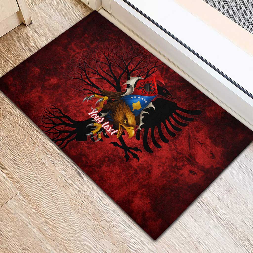 Personalized Kosova Albanian Roots Rubber Doormat Kosova Albanian Eagle Flag - Wonder Print Shop