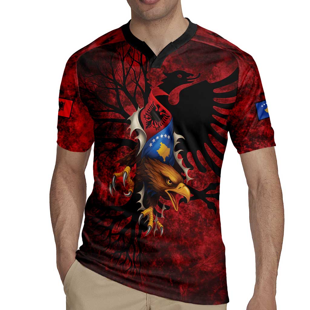 Personalized Kosova Albanian Roots Rugby Jersey Kosova Albanian Eagle Flag - Wonder Print Shop