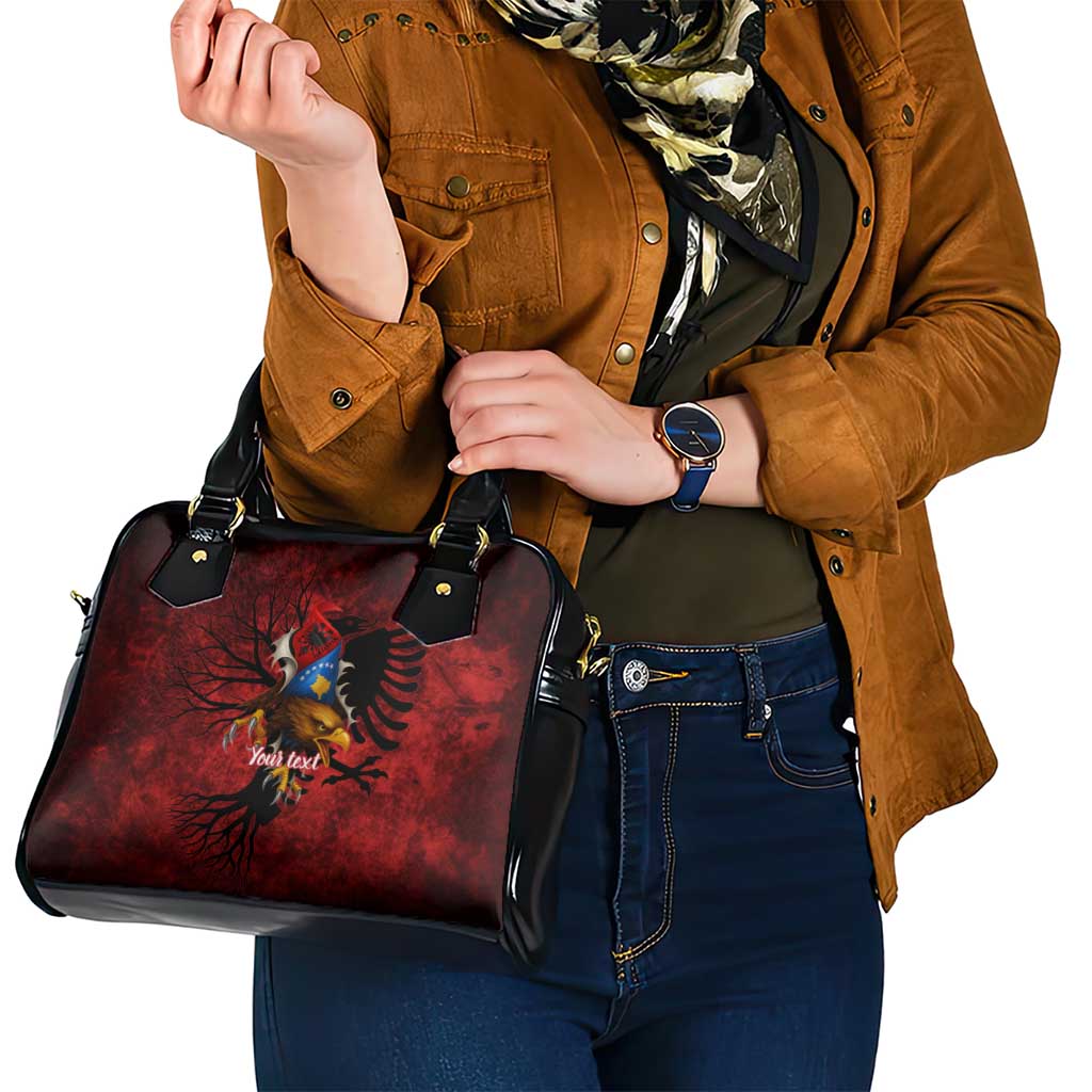 Personalized Kosova Albanian Roots Shoulder Handbag Kosova Albanian Eagle Flag - Wonder Print Shop