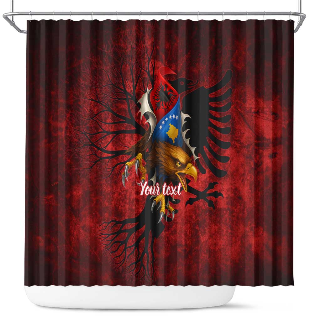 Personalized Kosova Albanian Roots Shower Curtain Kosova Albanian Eagle Flag - Wonder Print Shop