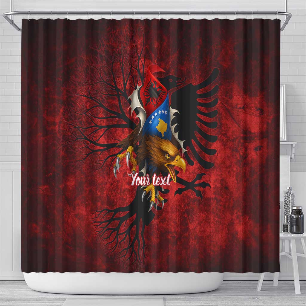 Personalized Kosova Albanian Roots Shower Curtain Kosova Albanian Eagle Flag - Wonder Print Shop