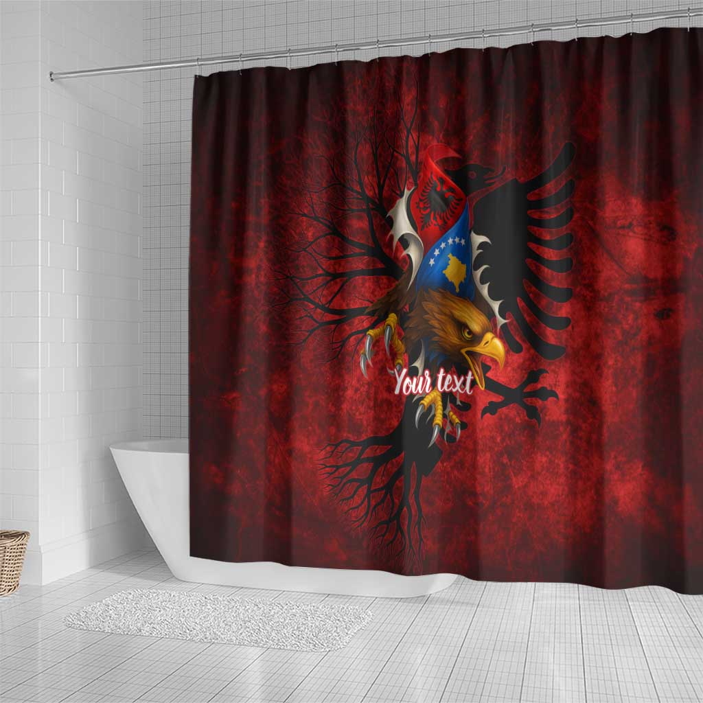 Personalized Kosova Albanian Roots Shower Curtain Kosova Albanian Eagle Flag - Wonder Print Shop