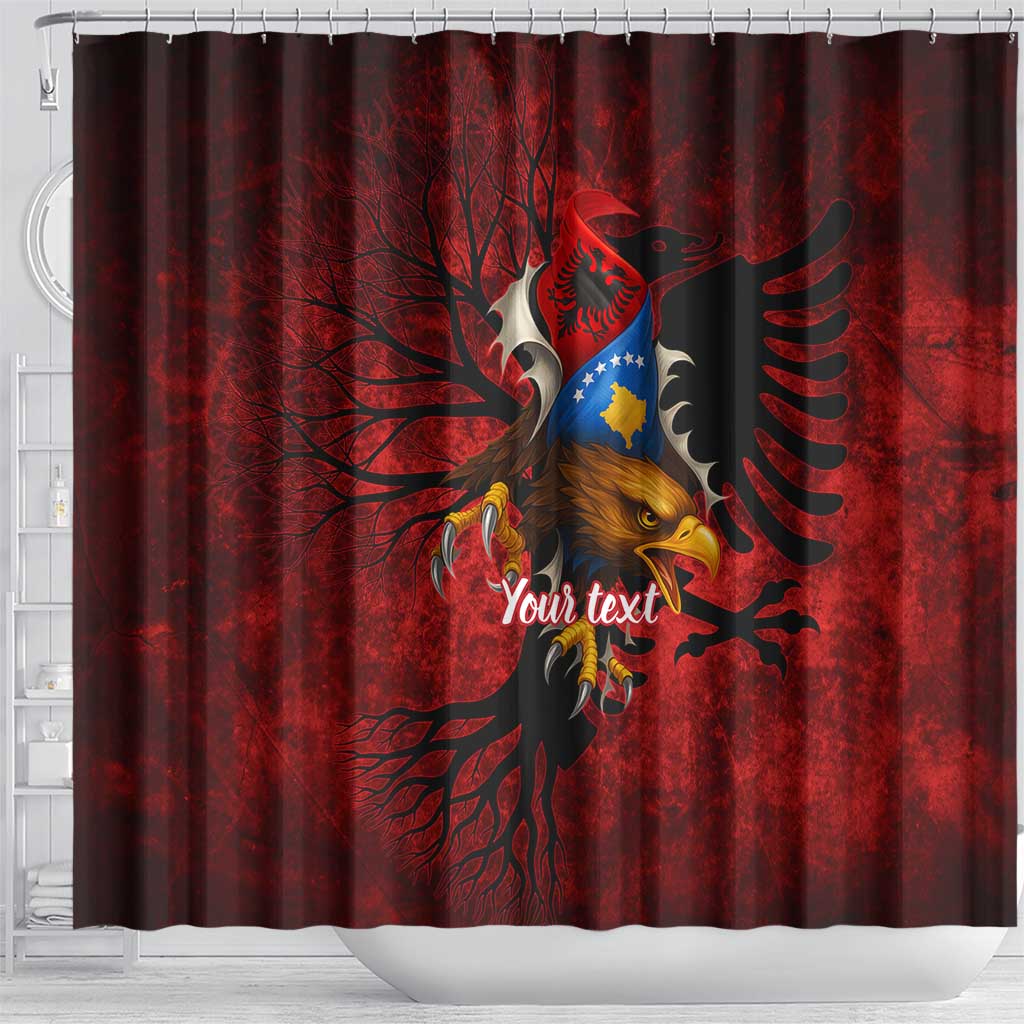 Personalized Kosova Albanian Roots Shower Curtain Kosova Albanian Eagle Flag - Wonder Print Shop