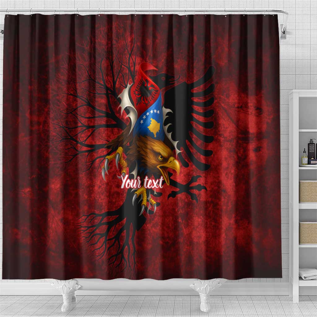 Personalized Kosova Albanian Roots Shower Curtain Kosova Albanian Eagle Flag - Wonder Print Shop