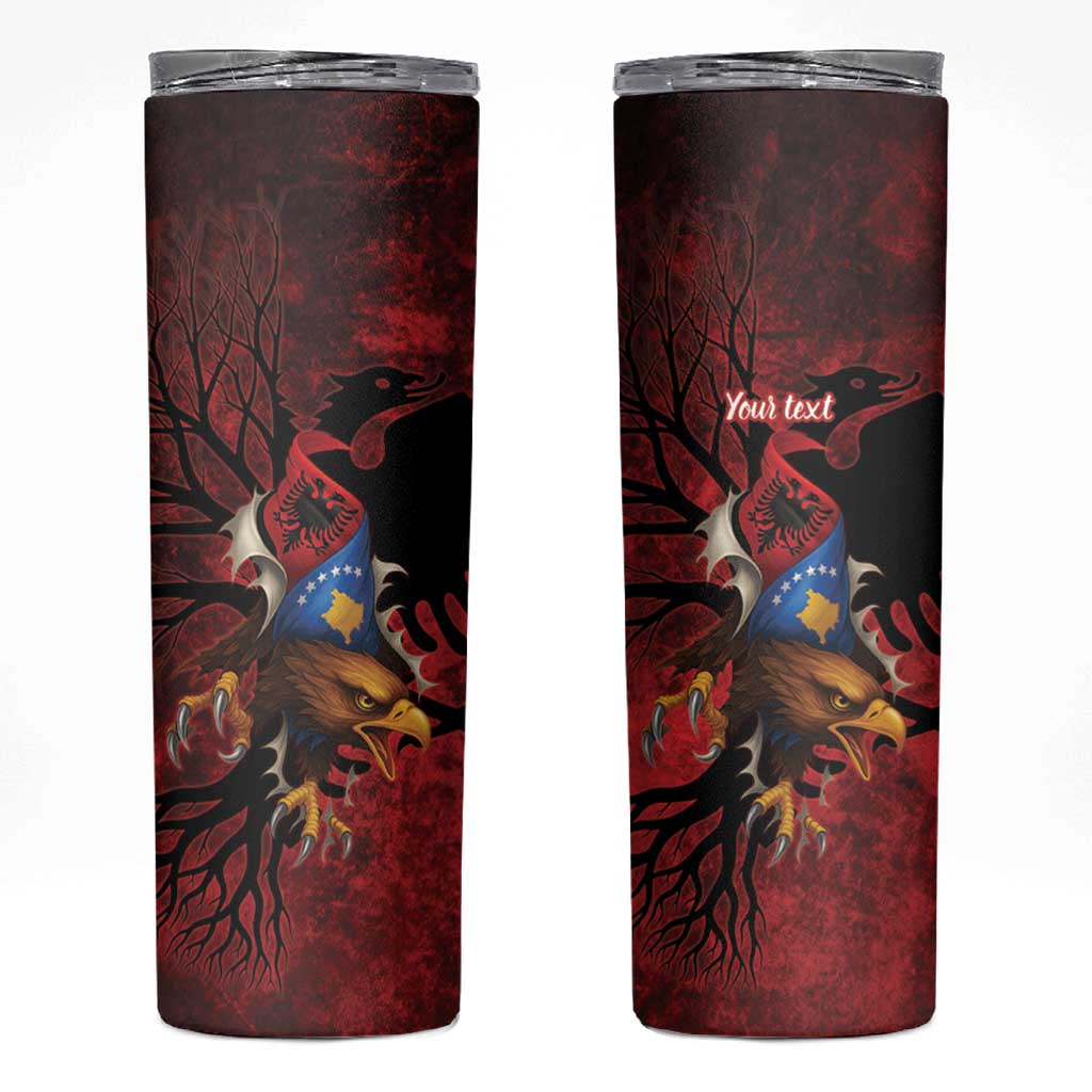 Personalized Kosova Albanian Roots Skinny Tumbler Kosova Albanian Eagle Flag - Wonder Print Shop