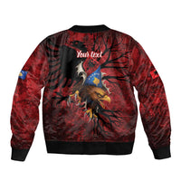 Personalized Kosova Albanian Roots Sleeve Zip Bomber Jacket Kosova Albanian Eagle Flag - Wonder Print Shop
