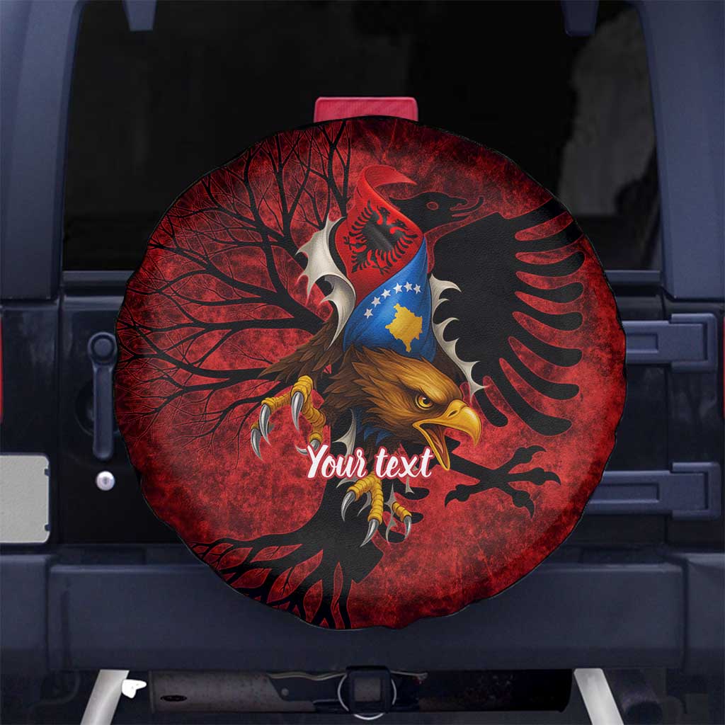 Personalized Kosova Albanian Roots Spare Tire Cover Kosova Albanian Eagle Flag - Wonder Print Shop