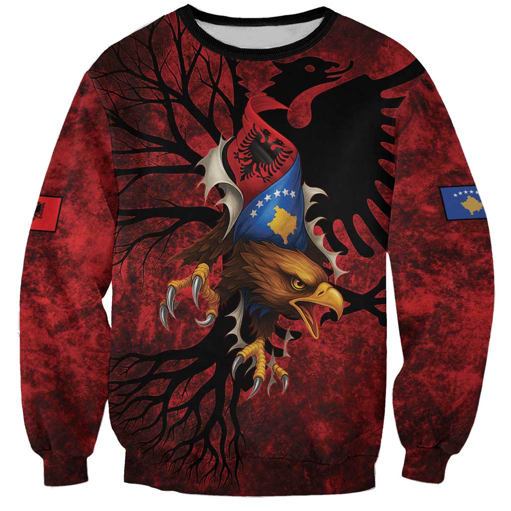 Personalized Kosova Albanian Roots Sweatshirt Kosova Albanian Eagle Flag - Wonder Print Shop
