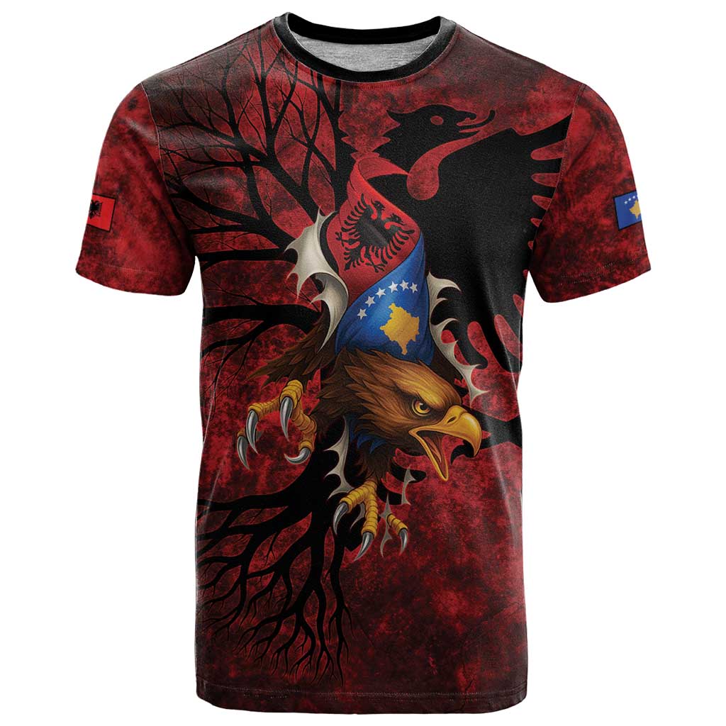 Personalized Kosova Albanian Roots T Shirt Kosova Albanian Eagle Flag - Wonder Print Shop