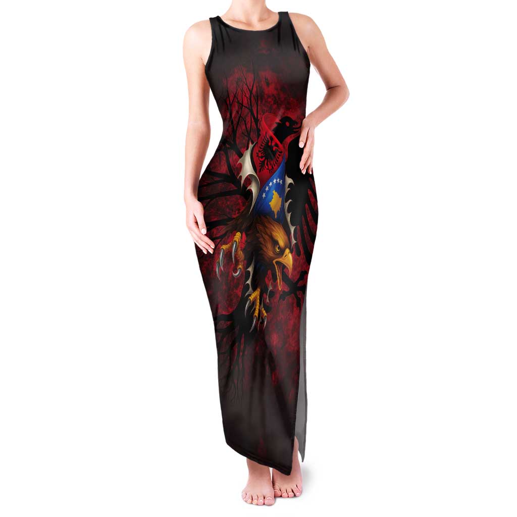 Personalized Kosova Albanian Roots Tank Maxi Dress Kosova Albanian Eagle Flag - Wonder Print Shop