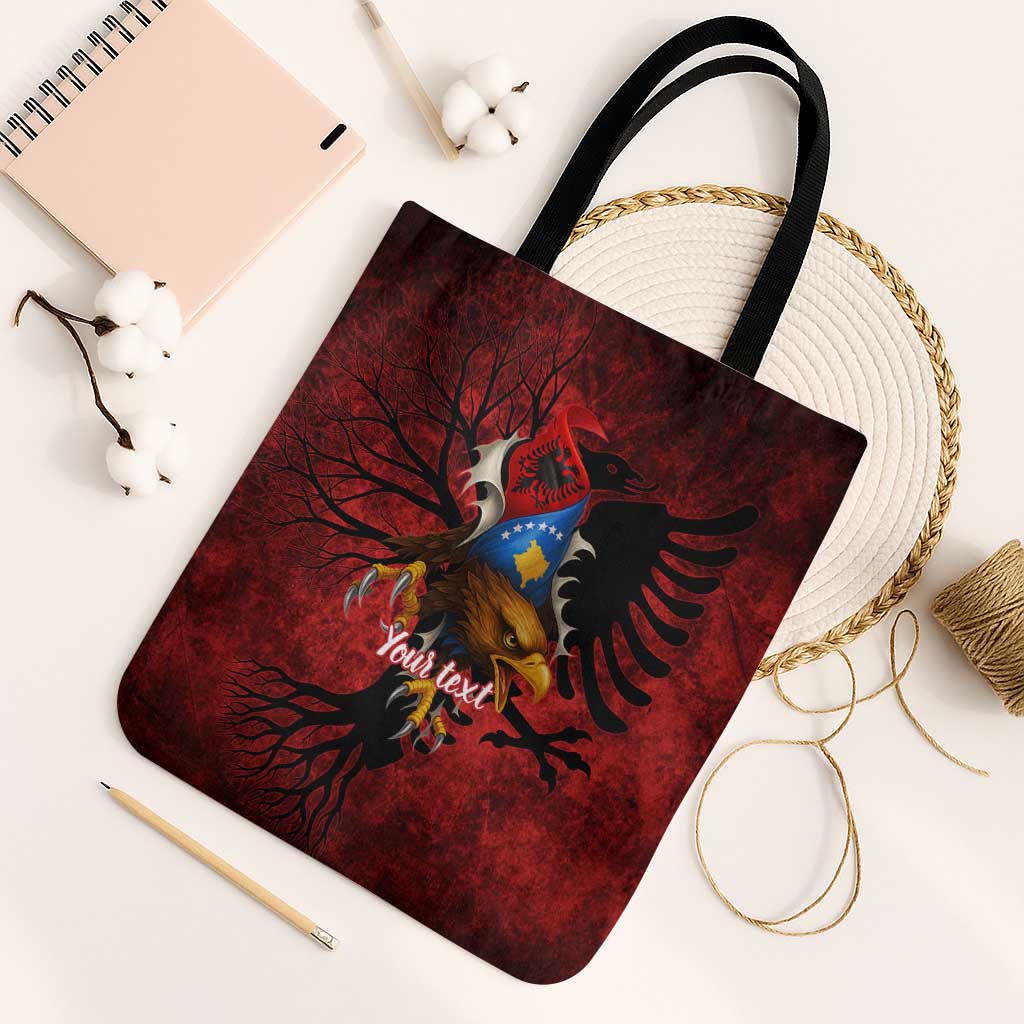 Personalized Kosova Albanian Roots Tote Bag Kosova Albanian Eagle Flag - Wonder Print Shop