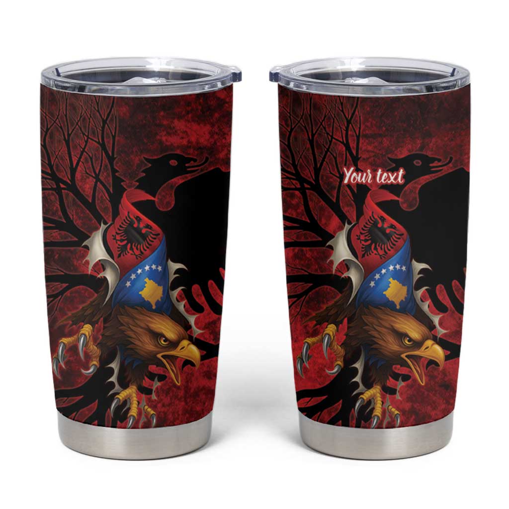 Personalized Kosova Albanian Roots Tumbler Cup Kosova Albanian Eagle Flag - Wonder Print Shop