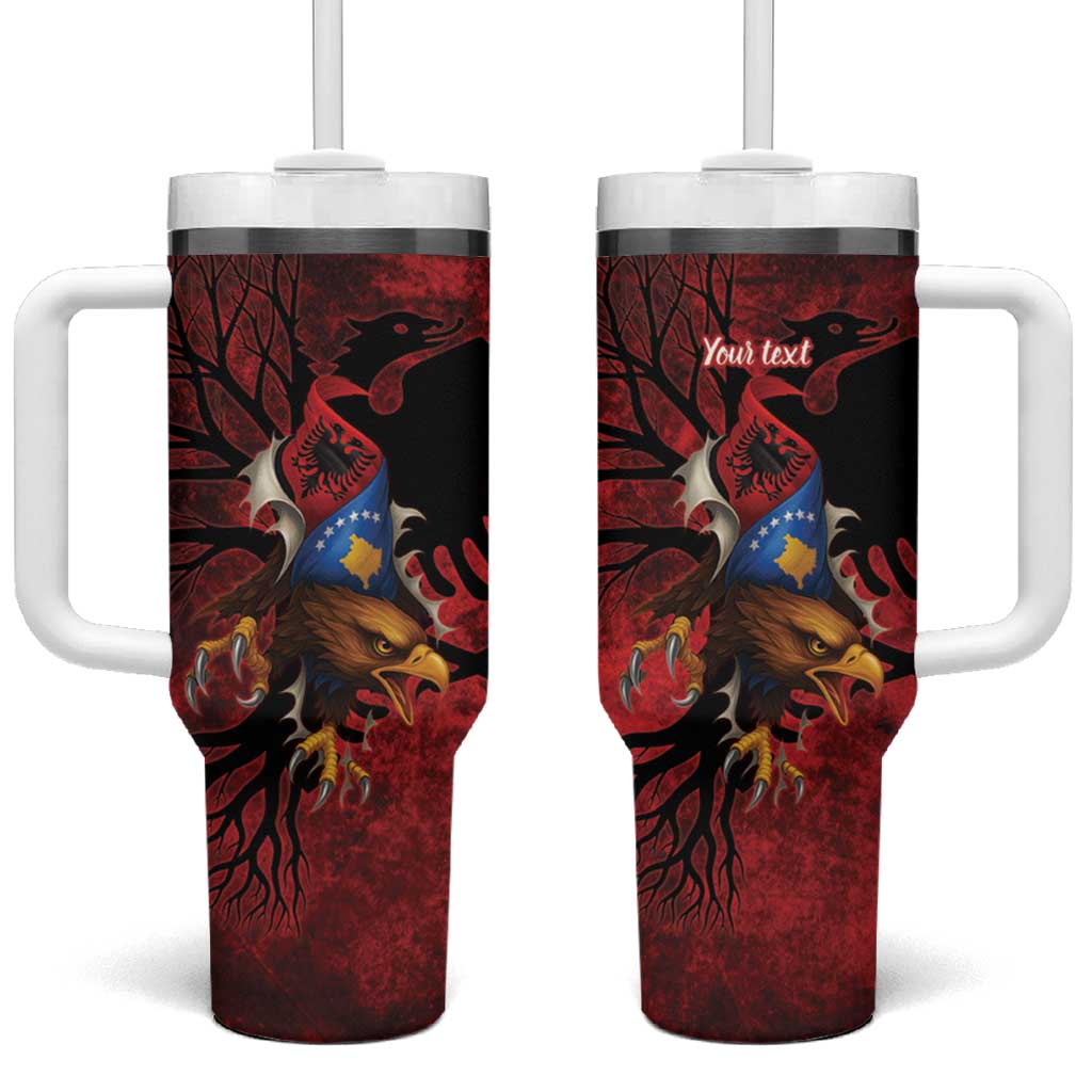 Personalized Kosova Albanian Roots Tumbler With Handle Kosova Albanian Eagle Flag - Wonder Print Shop