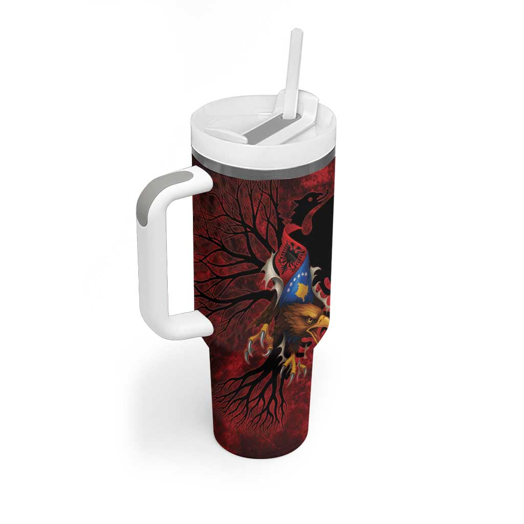 Personalized Kosova Albanian Roots Tumbler With Handle Kosova Albanian Eagle Flag - Wonder Print Shop
