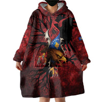 Personalized Kosova Albanian Roots Wearable Blanket Hoodie Kosova Albanian Eagle Flag - Wonder Print Shop