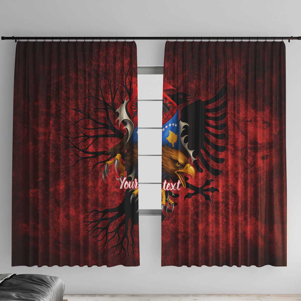 Personalized Kosova Albanian Roots Window Curtain Kosova Albanian Eagle Flag - Wonder Print Shop