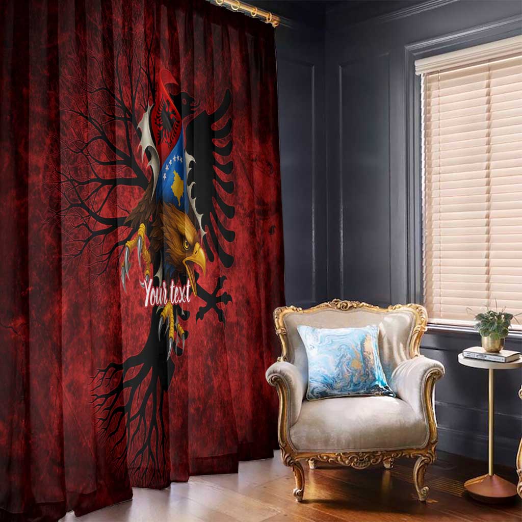 Personalized Kosova Albanian Roots Window Curtain Kosova Albanian Eagle Flag - Wonder Print Shop