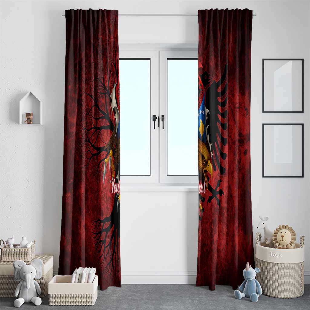 Personalized Kosova Albanian Roots Window Curtain Kosova Albanian Eagle Flag - Wonder Print Shop