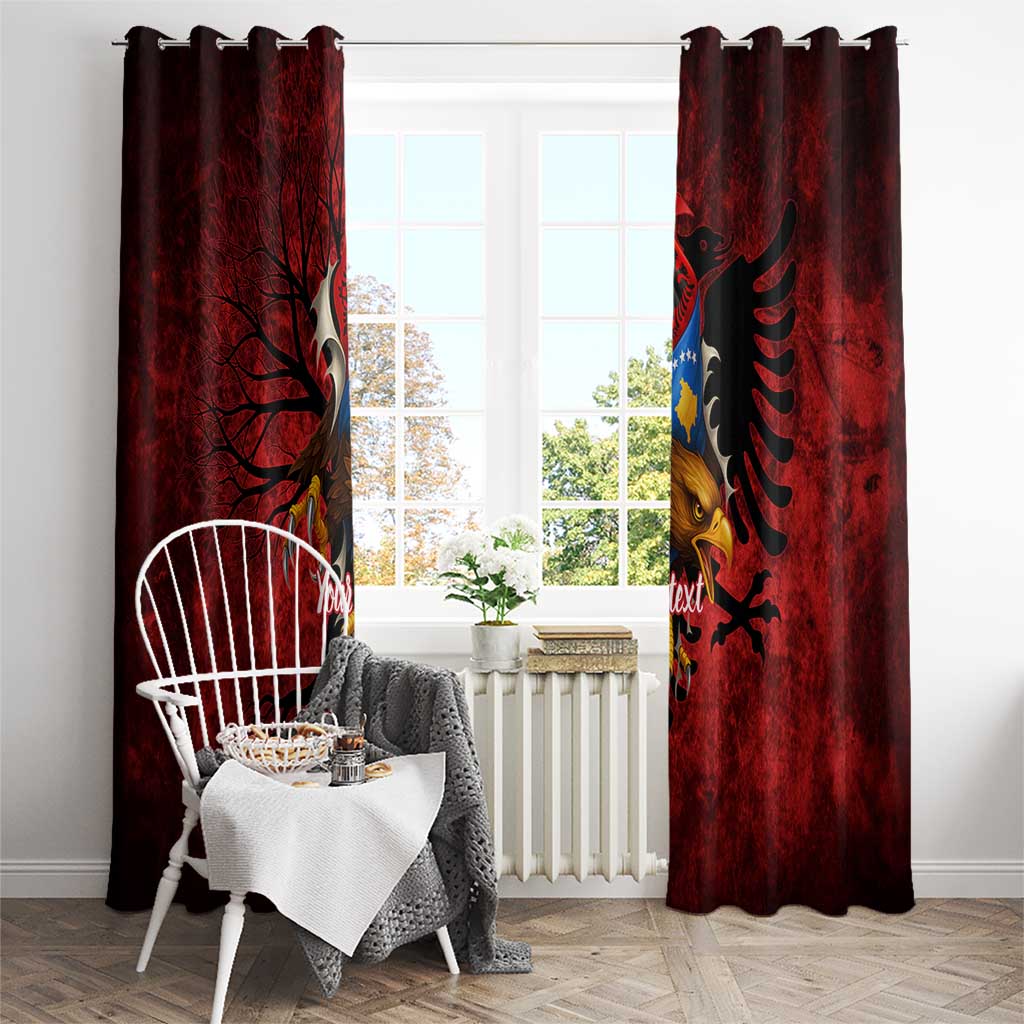 Personalized Kosova Albanian Roots Window Curtain Kosova Albanian Eagle Flag - Wonder Print Shop