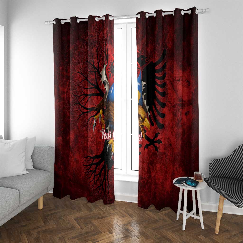 Personalized Kosova Albanian Roots Window Curtain Kosova Albanian Eagle Flag - Wonder Print Shop