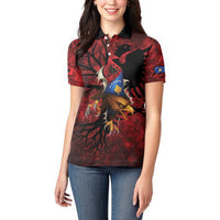 Personalized Kosova Albanian Roots Women Polo Shirt Kosova Albanian Eagle Flag - Wonder Print Shop