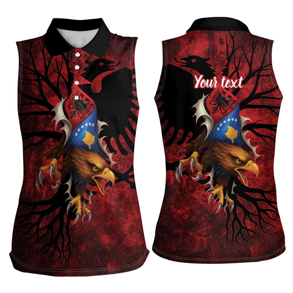 Personalized Kosova Albanian Roots Women Sleeveless Polo Shirt Kosova Albanian Eagle Flag - Wonder Print Shop
