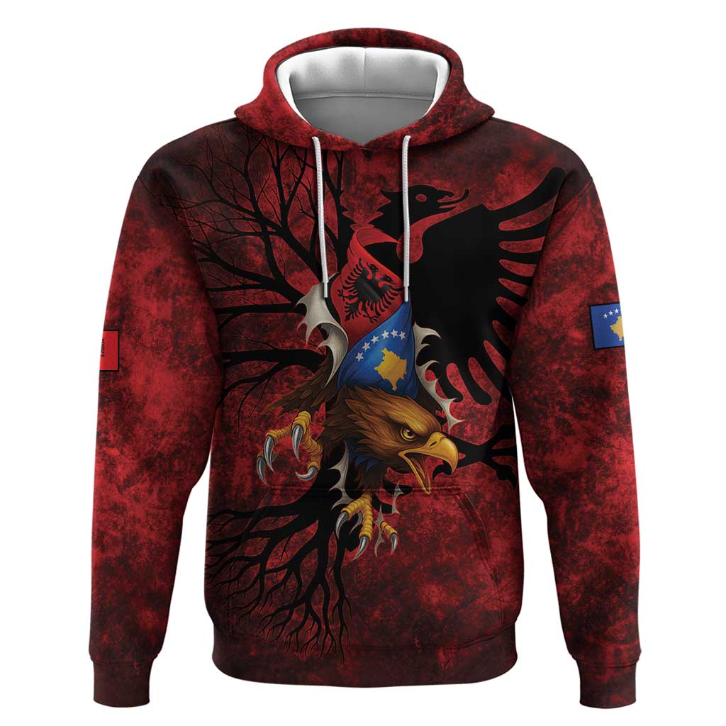 Personalized Kosova Albanian Roots Zip Hoodie Kosova Albanian Eagle Flag - Wonder Print Shop