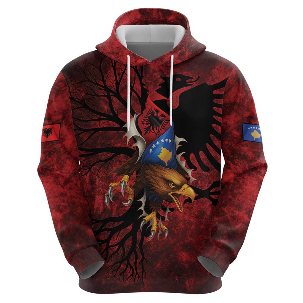 Personalized Kosova Albanian Roots Zip Hoodie Kosova Albanian Eagle Flag - Wonder Print Shop
