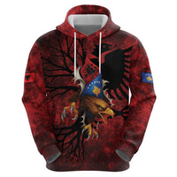 Personalized Kosova Albanian Roots Zip Hoodie Kosova Albanian Eagle Flag - Wonder Print Shop