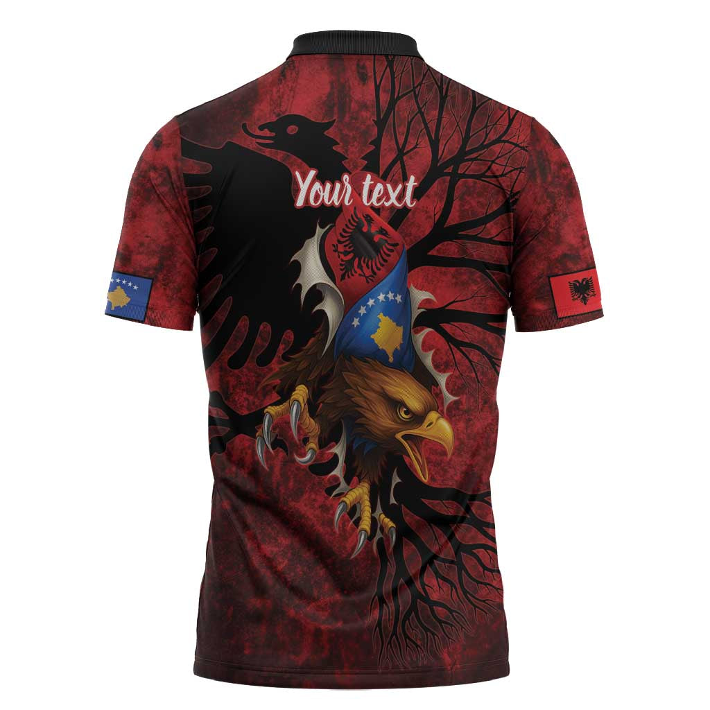 Personalized Kosova Albanian Roots Zipper Polo Shirt Kosova Albanian Eagle Flag - Wonder Print Shop