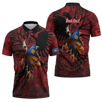 Personalized Kosova Albanian Roots Zipper Polo Shirt Kosova Albanian Eagle Flag - Wonder Print Shop