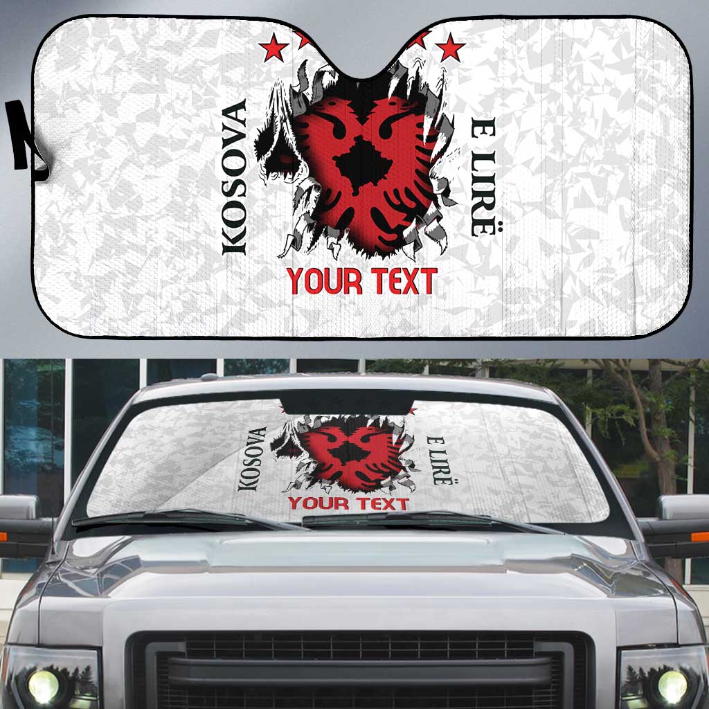Personalized Kosova E Lire Auto Sun Shade Kosova Albanian Flag - Wonder Print Shop