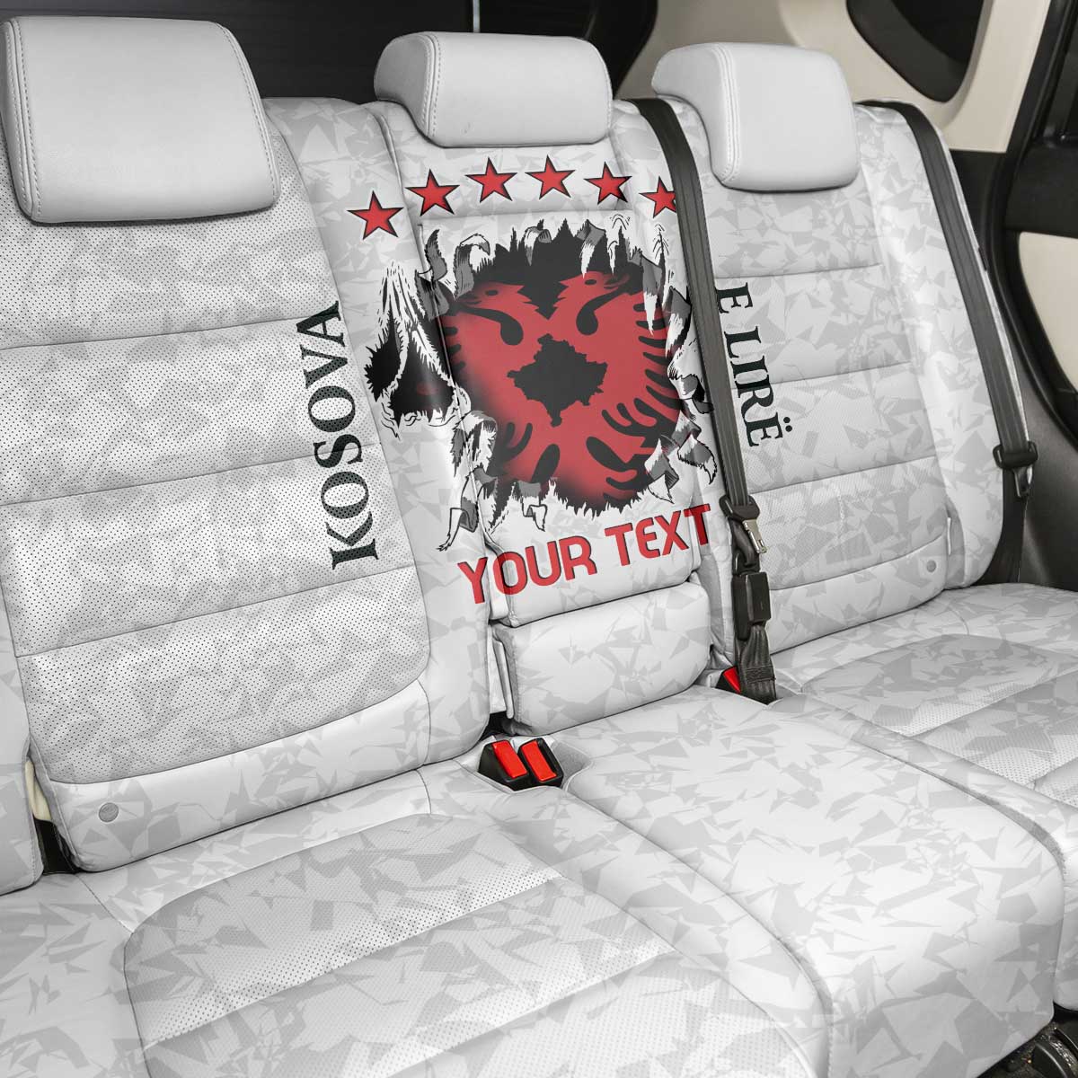 Personalized Kosova E Lire Back Car Seat Cover Kosova Albanian Flag - Wonder Print Shop