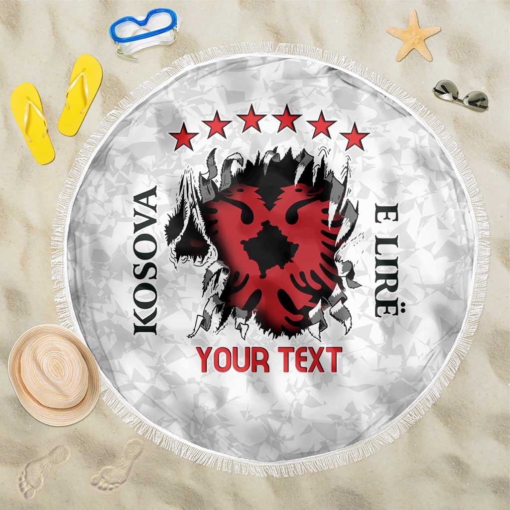 Personalized Kosova E Lire Beach Blanket Kosova Albanian Flag - Wonder Print Shop