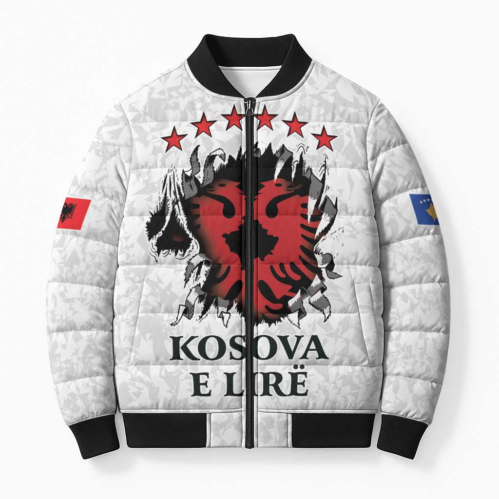 Personalized Kosova E Lire Bomber Puffer Jacket Kosova Albanian Flag - Wonder Print Shop