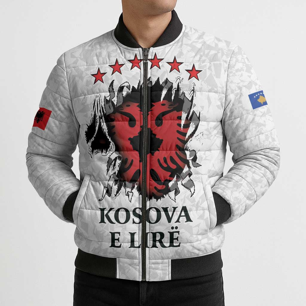 Personalized Kosova E Lire Bomber Puffer Jacket Kosova Albanian Flag - Wonder Print Shop