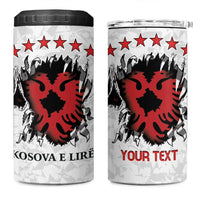 Personalized Kosova E Lire 4 in 1 Can Cooler Tumbler Kosova Albanian Flag - Wonder Print Shop