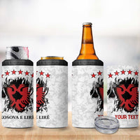 Personalized Kosova E Lire 4 in 1 Can Cooler Tumbler Kosova Albanian Flag - Wonder Print Shop